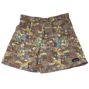 Patagonia Kid's Baggies Lined Shorts 5" Together Trip Brown Size Large 12 NWT
